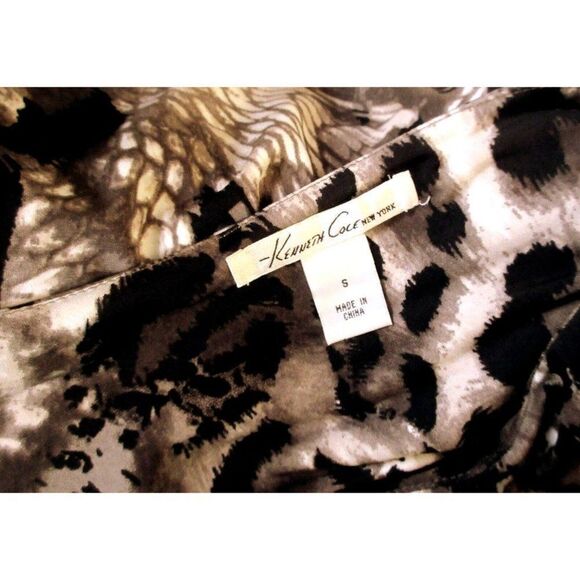 Kenneth Cole Animal Print Slim Fit Pullover Sleeveless Top Padded Shoulders Sz S - Picture 4 of 4